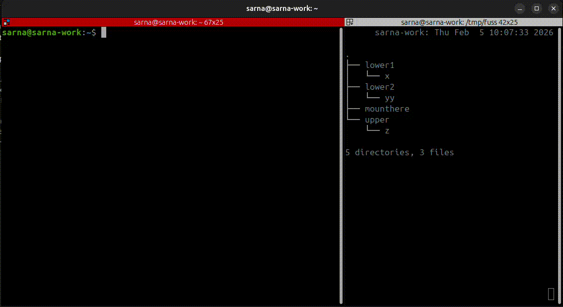fuss demo showing filesystem operations